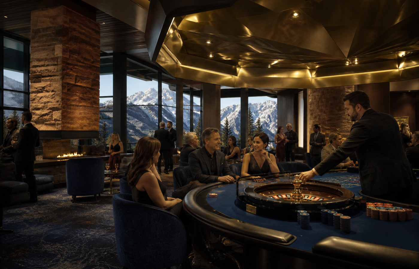 Roulette wheel and chips on the Bull Street Mergers casino floor
